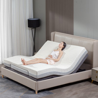 Lit Moderne Électrique Réglable en Cuir, Taille King Size, avec Rangement, Design Pliable, Fonction Massage, Confortable
