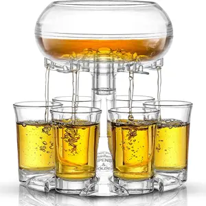 Bán Buôn Cấp Thực Phẩm Rõ Ràng PMMA Đổ Rượu Whisky Bia Trò Chơi Bên Cup Uống Công Cụ Bar Phụ Kiện 6 Shot Dispenser Chủ