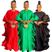 ADR051161 Robe Bubu Tendance, Robes Africaines pour Femmes, Vêtements à Manches Évasées, Robe Plissée à Volants, Robe Ample, Robe de Soirée pour Femmes