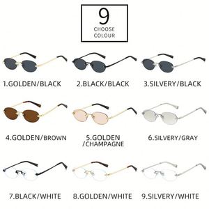 Lunettes de soleil punk vintage sans monture en alliage avec logo personnalisé 2025, verres UV400 argentés, lunettes de soleil ovales en métal pour hommes et femmes - Product Image 5