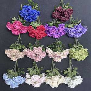 Ramo de Rosas Artificiales de Alta Calidad con 7 Cabezas, Ramo de Rosas de Seda, Ramo de Rosas <span class=keywords><strong>Champagne</strong></span> - Product Image 2