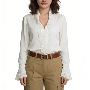 Women's Floral Print Tie Front Blouse - V-Neck Sleeve Peplum <b>Top</b> Shirt Fashion - Product Image 4