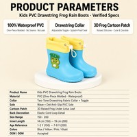 Bottes de pluie pour tout-petits anti-éclaboussures avec cordon de serrage, fermeture réglable, en PVC antidérapant, pour enfants, personnalisables OEM