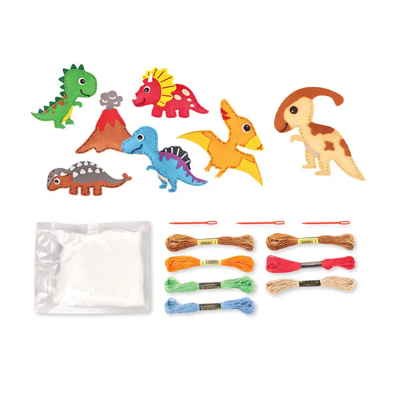 7 adet peluş dinozor desenler hediyeler ve el sanatları set el yapımı kumaş oyuncak diy dikiş kiti çocuklar için