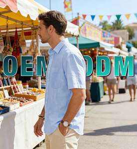 Chemise décontractée à manches courtes boutonnée pour homme, coupe ajustée, motif à pois, respirante, infroissable, simple boutonnage, ODM, collection Printemps - Product Image 4