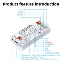 Contrôleur LED numérique WLED ESP32 DOMRAEM PD DC 5V/12V/20V 3A avec contrôle par application, port micro/UART, fusible 16A, compatible WS281X SK6812 APA102