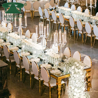Tables de réception de mariage en acier inoxydable doré pour hôtel, restaurant et événements extérieurs – Mobilier d'hôtel moderne et luxueux