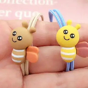 New hair accessories wild cartoon little bee head rope net red section small fresh tie hair elastic band children cute hair rope