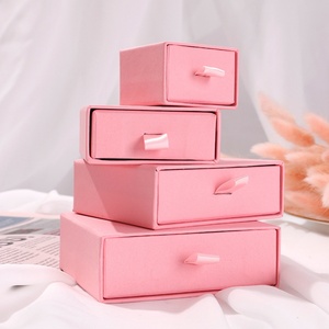 Luxurious <b>Pink</b> Cardboard Drawer Jewelry <b>Box</b> with Foam Portable Custom Logo <b>Gift</b> <b>Box</b> for Necklace Ring Studs Exclusive Packing - Product Image 5