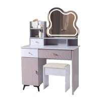 Table de toilette de luxe italienne avec miroir de maquillage intelligent à LED, bureau de coiffure moderne pour chambre à coucher
