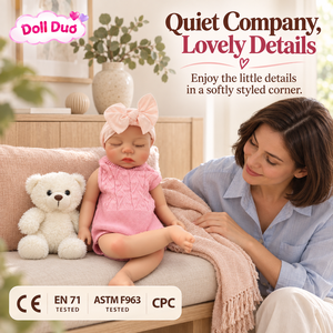 ตุ๊กตาซิลิโคน DollDuo ขนาด 13 นิ้ว แบบสั่งทำพิเศษ ตุ๊กตาเด็กแรกเกิดหลับ ชุดถักสีชมพู โบว์น่ารัก เหมือนจริง ของขวัญวันขอบคุณพระเจ้าสำหรับเด็ก - Product Image 3