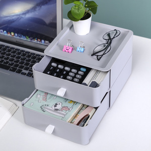 <b>Stackable</b> Multi Layer Desktop <b>Storage</b> Box <b>Drawer</b> Style Office Organizer Student Dormitory Desk <b>Storage</b> Solid Color Rectangle - Product Image 3