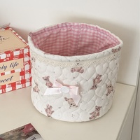 Petit panier de rangement pliable en coton pour coiffeuse, style vintage féminin, pour chambre, décoration intérieure et salle de bain, mignon et girly