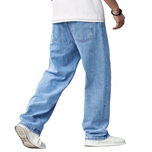 Men's Vintage Washed Blue Cargo Jeans Loose Fit Wide Leg Denim 100% Cotton Eco-Friendly Lightweight Breathable Quick Dry Color - Product Image 6
