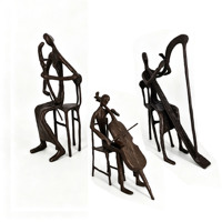 Ensemble de Statues de Musiciens de Septette de Jazz Faits à la Main en Cuivre, Sculptures Abstraites de Celliste et Organiste, Art Décoratif pour la Maison, Article de Luxe