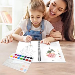Cahiers de peinture à l'aquarelle, ensemble de peinture de 16 couleurs pour adultes débutants avec 15 magnifiques peintures de plantes, reliure spirale, cadeau - Product Image 5