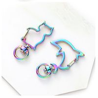 Porte-clés en forme de cœur, d'étoile, de dauphin, de nuage, de fleur de cerisier, de lapin, de coquille, de tête de chat, de lune, de pentagramme, plaqué arc-en-ciel