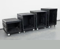 Flight case robuste en plastique PE 14U, rack de rangement 14RU pour mélangeur audio et haut-parleurs, boîte à outils personnalisable pour amplificateur et équipement de scène OEM