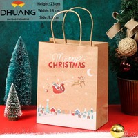 Bolsas de papel de cuero navideño recién lanzadas para bolsos en Nochebuena, bolsas de regalo de dulces, bolsa de compras de regalo con embalaje de manzana