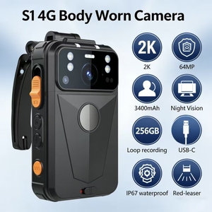 S1ขนาดเล็ก HD 1080p/1440P ตัวกล้องวิดีโอที่สวมใส่4G/5G การเชื่อมต่อมุมกว้างแพนเอียง2K/4K ไซเรนในตัวการ์ดเสียง SD แบบสองทาง - Product Image 1