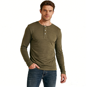 <span class=keywords><strong>Camiseta</strong></span> Deportiva de Manga Larga con Cuello Henley y Botones para Hombre, 100% Lana <span class=keywords><strong>Merino</strong></span>, Corte Ajustado, Secado Rápido y Transpirable para <span class=keywords><strong>Ciclismo</strong></span> y Running - Product Image 1