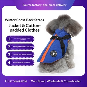 Casaco de Inverno para Cães com Enchimento de Poliéster, Estilo Inglês, com Logo de Impressão de Patas e Detalhes em Laranja - Product Image 4
