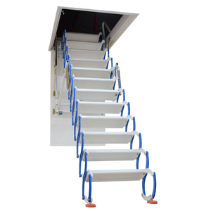 Échelle télescopique murale en <span class=keywords><strong>acier</strong></span> au carbone, 12 marches, design moderne, capacité de 375 livres, entrepôt commercial, hôpital - Product Image 2