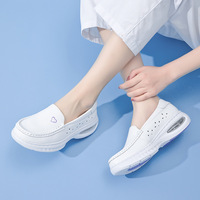 Chaussures d'infirmière en cuir de vachette blanc de qualité supérieure, légères, avec coussin d'air, absorption des chocs, faciles à enfiler, pour les professionnels de la santé en milieu hospitalier