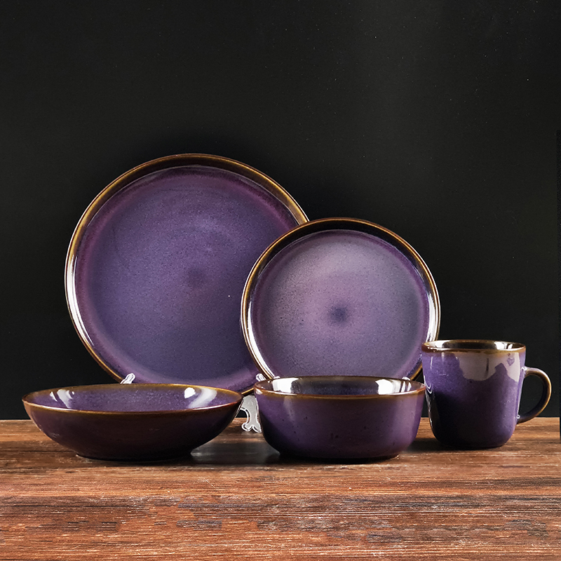 Wholesale Purple Stoneware Dinnerware Sets Elegant Durable - Main Image
