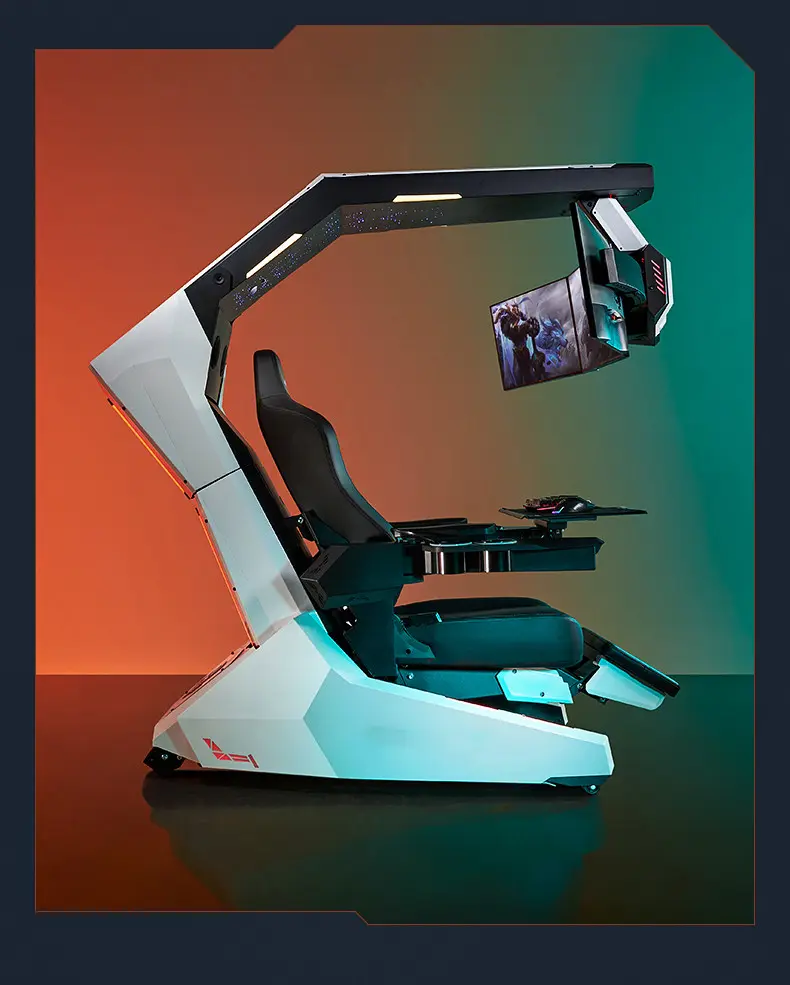 Nuovo modello reclinabile PC sedia di gioco con massaggio RGB e Rcockpit elettrico reclinabile per 3 schermi R1-Pro Imperator funziona di marca