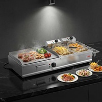 DanFuQi Plaque de cuisson électrique de comptoir en acier inoxydable de qualité supérieure personnalisée avec friteuse double à réservoirs 3KW+5KW pour cuisine commerciale