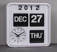 Horloge murale carrée moderne à calendrier automatique, multifonction, en plastique, de luxe, avec fonction de retournement de page