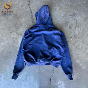 เสื้อฮู้ดดี้โอเวอร์ไซส์ผ้าคอตตอนแบบครอป ตกแต่งด้วยแพทช์ปักลายเทอร์รี่หนานุ่ม สไตล์สตรีทแวร์สำหรับผู้ชาย - Product Image 5