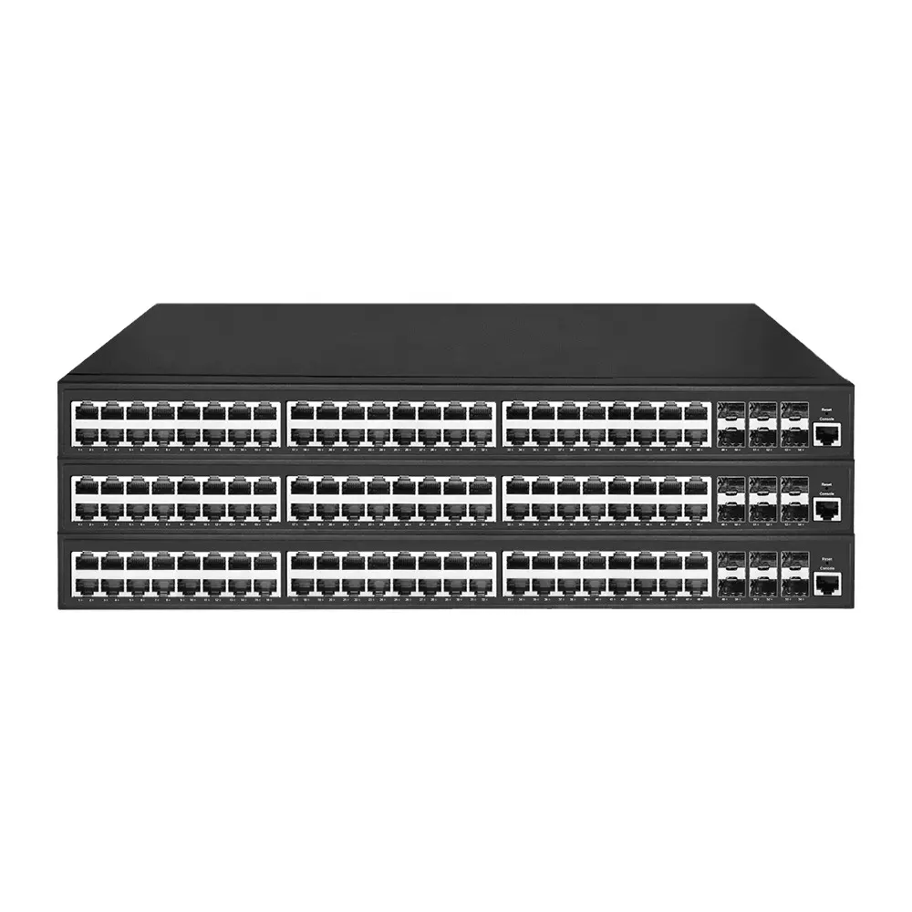 6 10G SFP + Uplinks ticari sınıf ile 48 Port katman 3 yönetilen Gigabit PoE + anahtarı