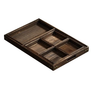 Plateau de service en bois Shangwei à 4 compartiments multifonctionnel pour le thé, les collations et le rangement - Product Image 5