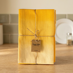 Serviette de cuisine rectangulaire en coton uni jaune tissé, hypoallergénique, écologique, lavable en machine, articles ménagers - Product Image 1