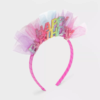 Fantaisie doux anniversaire décorations cheveux accessoires dentelle fête chapeaux argent paillettes anniversaire fille Cupcake bandeau bandes de cheveux
