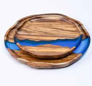 Bandeja Redonda de Resina Epoxi con Madera de Acacia para Servir, Venta al por Mayor |   Bandeja de Té de Madera con Logotipo Personalizado para el Hogar, Cocina y Restaurante - Product Image 3