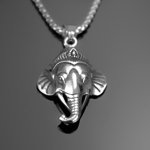 Stainless Steel Men's Asymmetrical Geometric <b>Elephant</b> Pendant Necklace Themed Animal Charm <b>Gift</b> Jewelry - Product Image 3
