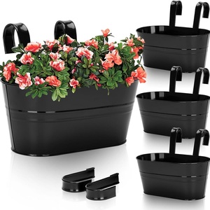 Pot de fleurs suspendu amovible en fer durable pour extérieur, panier de jardinage pour clôture, support de balcon, conteneur de plantes pour décoration de cour - Product Image 4