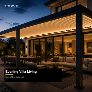 Pérgola Motorizada de Aluminio con Rejillas Ajustables RKOVE RK-C3 Serie C para Patio Trasero de Grandes Villas - Product Image 4