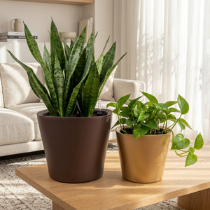 Pot de fleurs auto-arrosant en plastique PP, finition métallique mate, 6 couleurs, avec indicateur de niveau d'eau, pour la maison, petite taille, vente en gros - Product Image 1