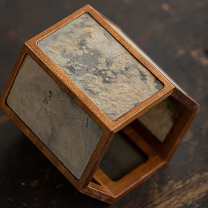 Lampe de table hexagonale en bois de noyer, lumière d'ambiance LED, style zen pour salle à thé - Product Image 3