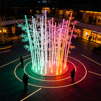 Escultura LED de Bambú Simulado, Luz de Paisaje de Estilo Oriental Luminosa RGB, Luz Comercial para Exteriores con Clasificación IP65 y Control Remoto