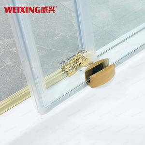 מחיר טוב חדר אמבטיה נירוסטה נירוסטה מסגרת זהב מעוטרת זכוכית יחידה דלת הזזה - Product Image 6