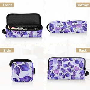Ensemble de voyage personnalisé en nylon imprimé motif feuilles hawaïennes violettes avec fer à friser et sac de transport - Product Image 5