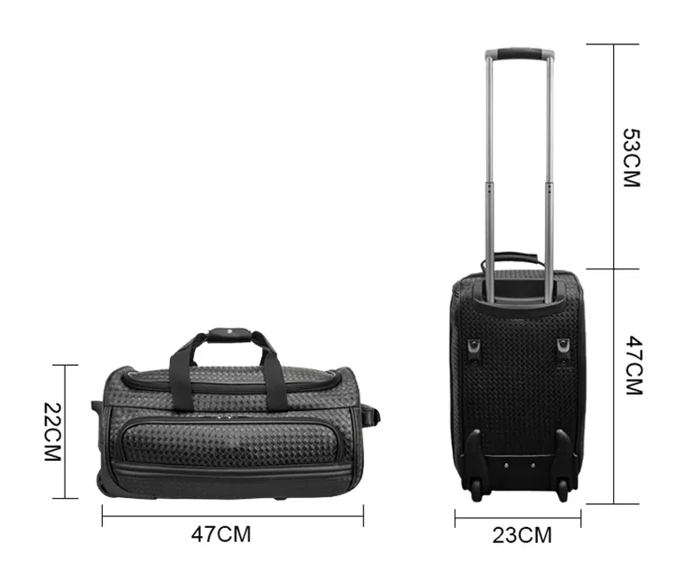पीवीसी बड़े क्षमता निविड़ अंधकार काले खेल सूटकेस पहियों के साथ अनुकूलित लोगो Duffle बैग यात्रा ट्राली सामान बैग