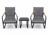 Ensemble bistrot moderne 3 pièces pour extérieur, structure en acier, fauteuils en Teslin, table basse, mobilier de patio imperméable
