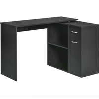 Bureau d'ordinateur en forme de L, table d'angle rotative à 180 °, équipé d'étagères de rangement, de tiroirs et d'armoires