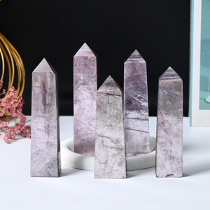 Bán buôn Chất lượng cao tinh thể tự nhiên màu tím điểm Chữa Bệnh Cây Đũa phép Lepidolite tháp cho trang trí nội thất - Product Image 1